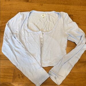 Aerie Cropped Cardigan Baby Blue